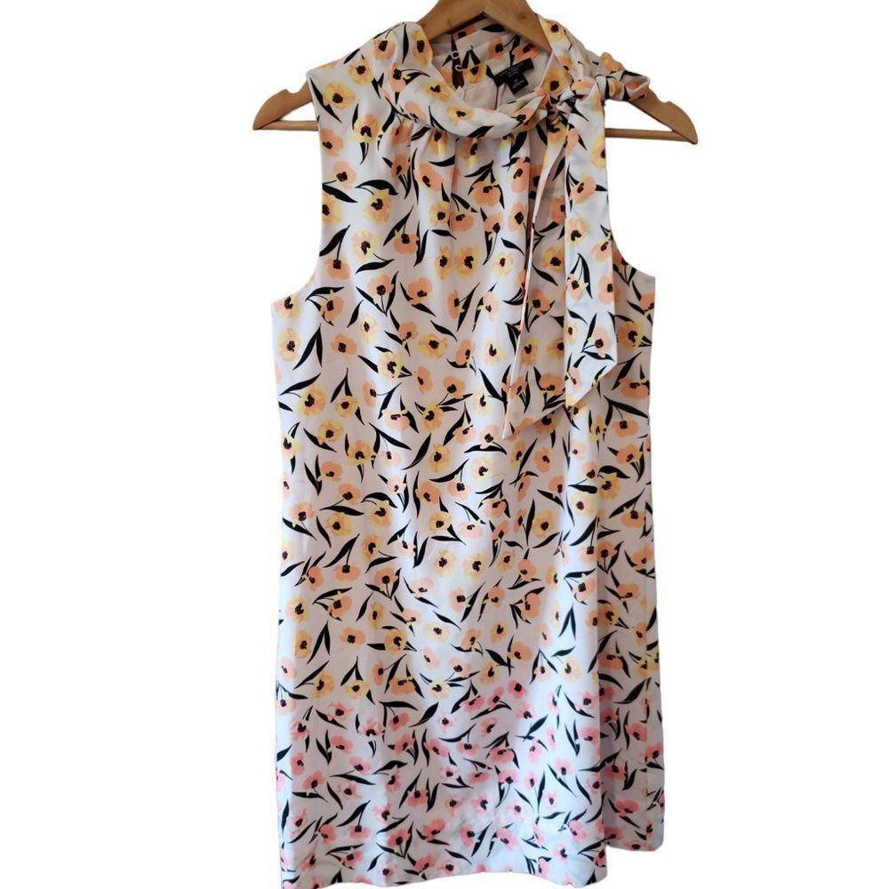Ann Taylor Floral Print Mock Neck Sissy Bow Shift A Line Spring Dress 2P NWT NEW